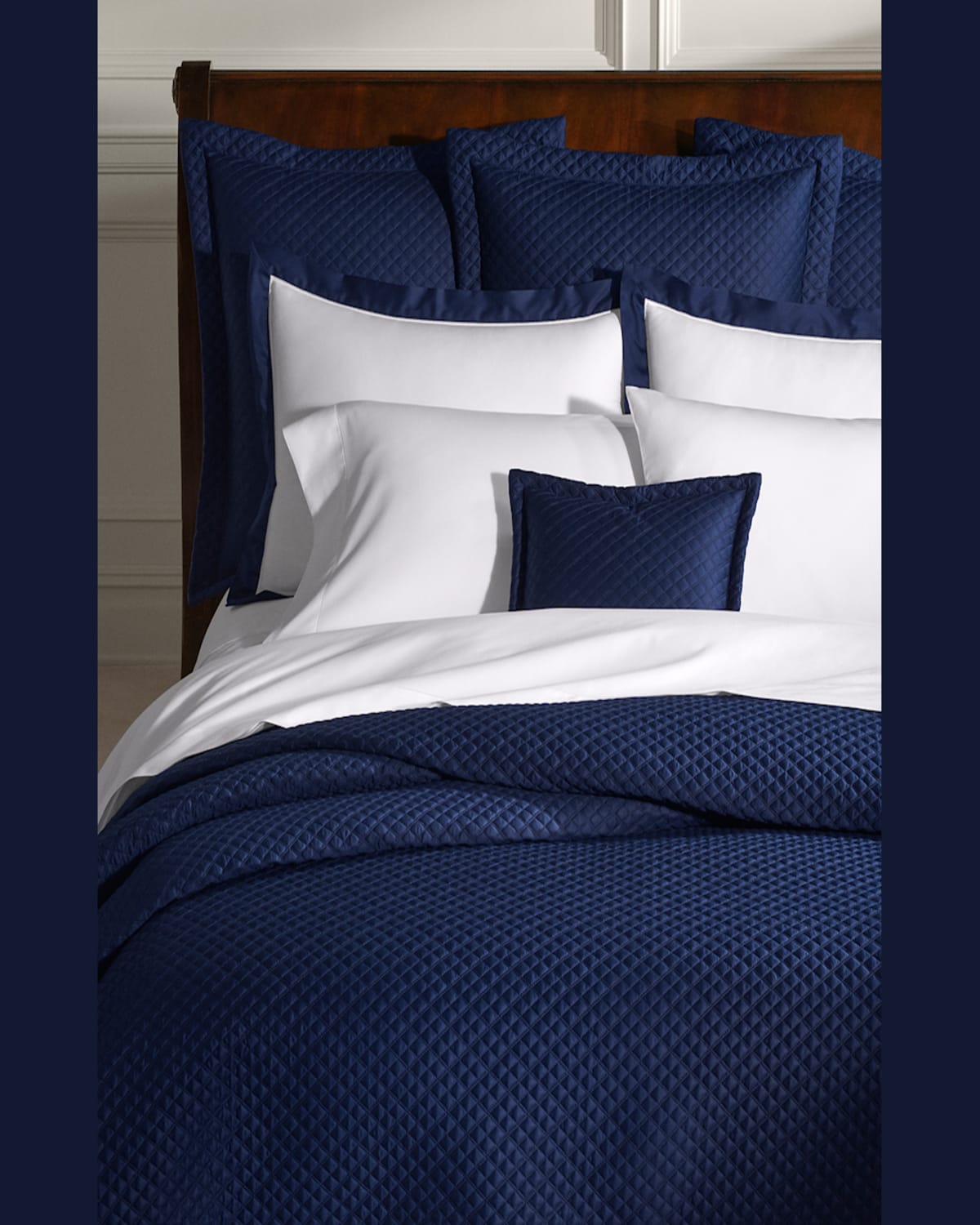 Polo Ralph Lauren Quilted Sateen Argyle Standard Sham In Navy