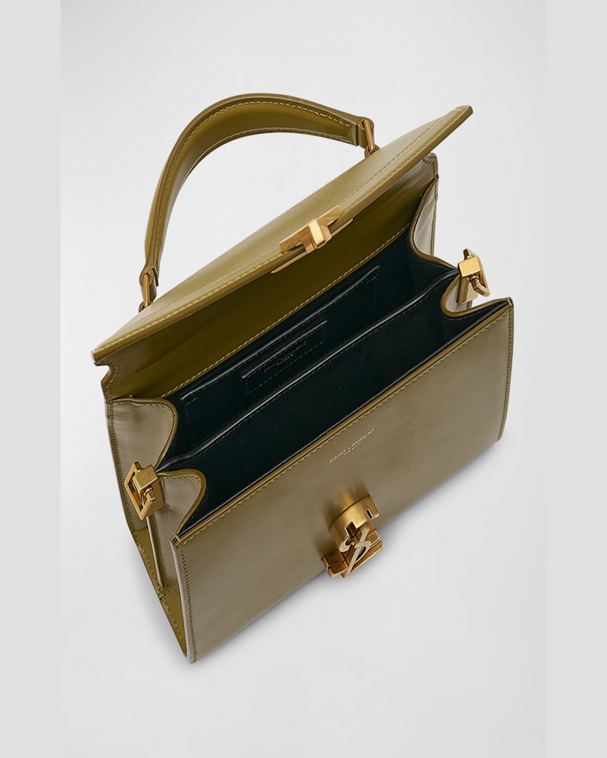 Saint Laurent Cassandre Mini Monogram Ysl Box Calf Top-handle Bag In New Dark Bordeaux