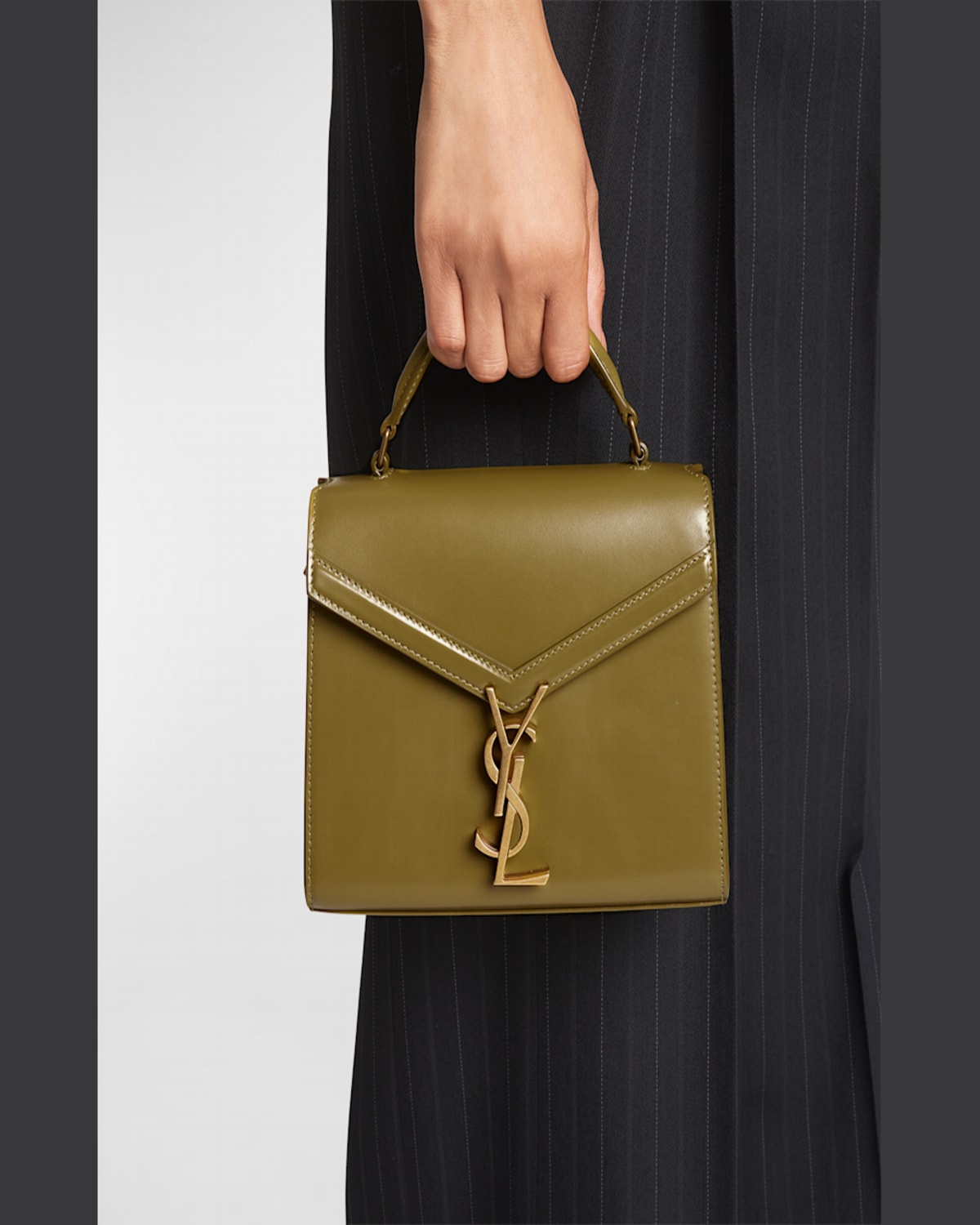Saint Laurent Cassandre Mini Monogram Ysl Box Calf Top-handle Bag In New Dark Bordeaux