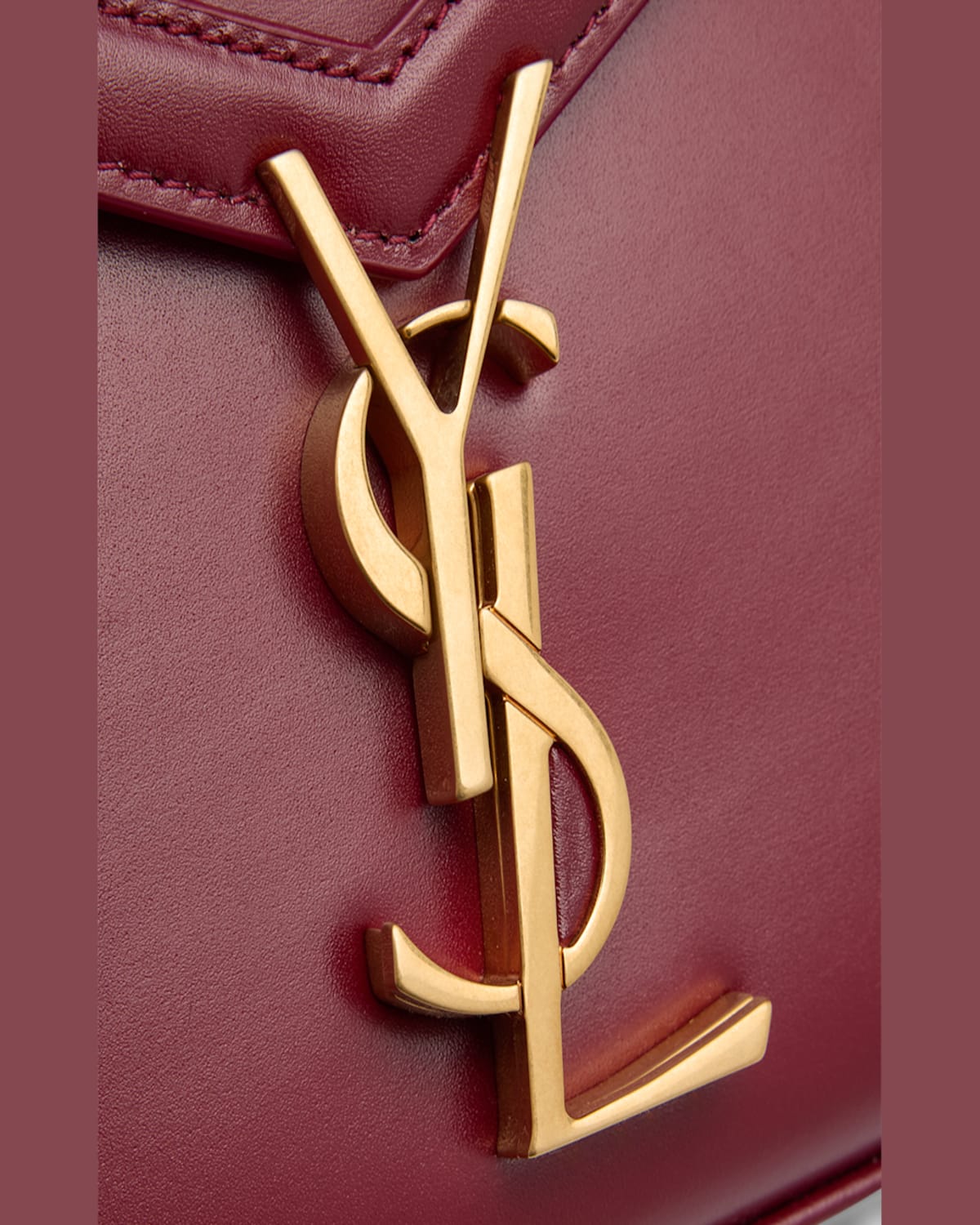 Saint Laurent Cassandre Mini Monogram Ysl Box Calf Top-handle Bag In New Dark Bordeaux