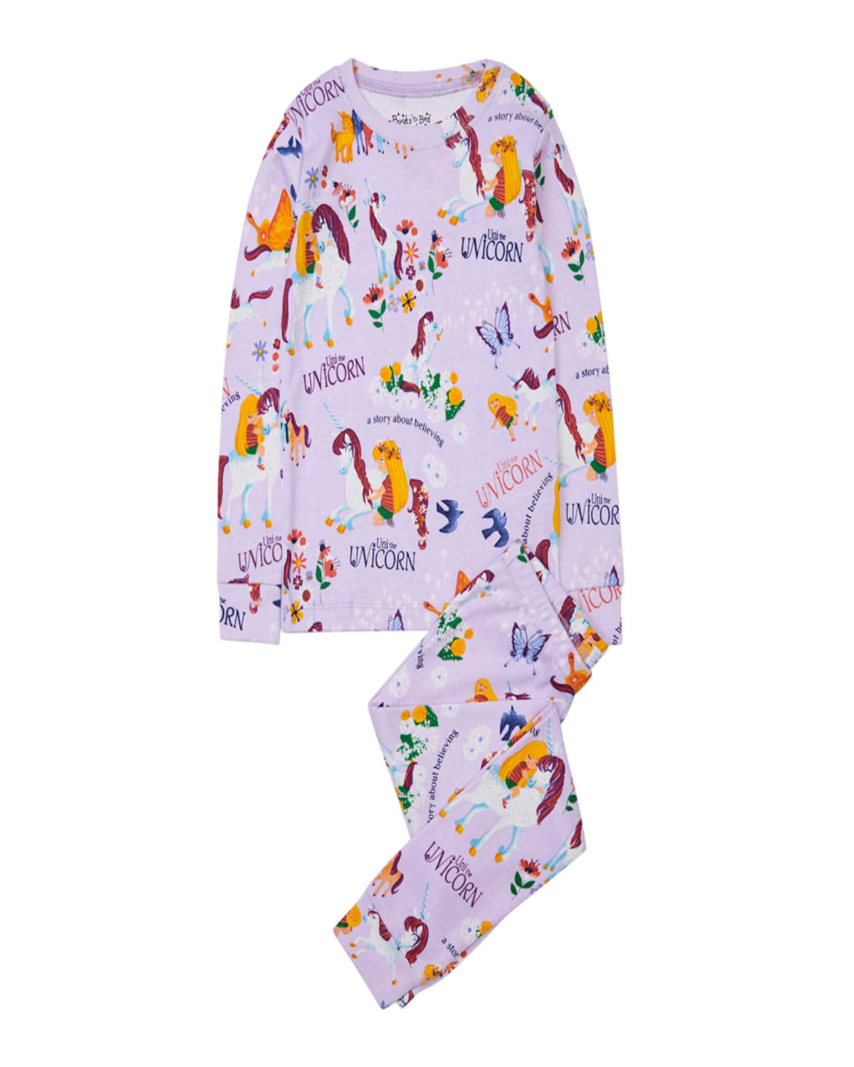Books To Bed Little Girl's Uni The Unicorn 3-piece Cotton Pajama & Book Set In Purple