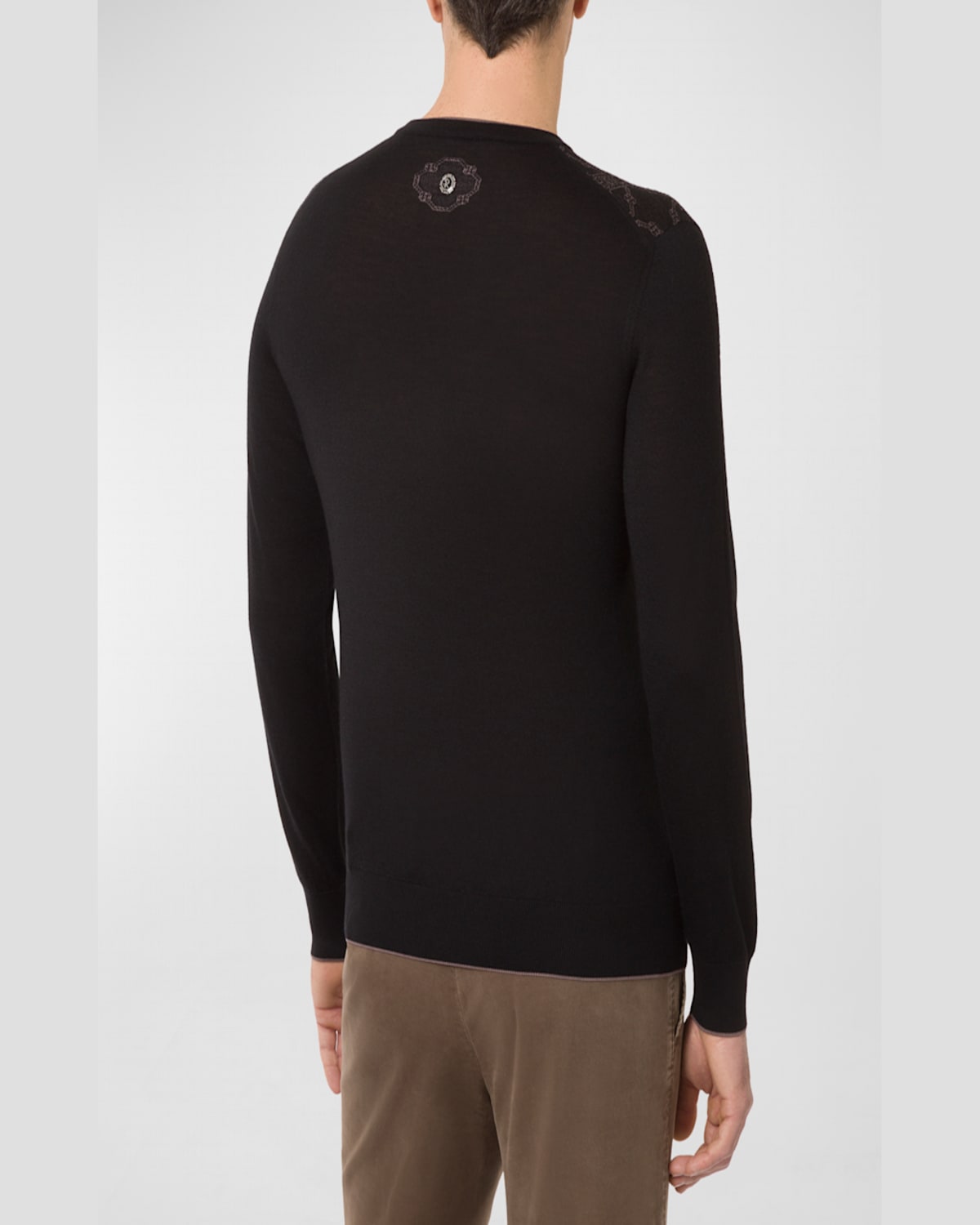 Stefano Ricci Men's Patterned Cashmere-silk Sweater In Black