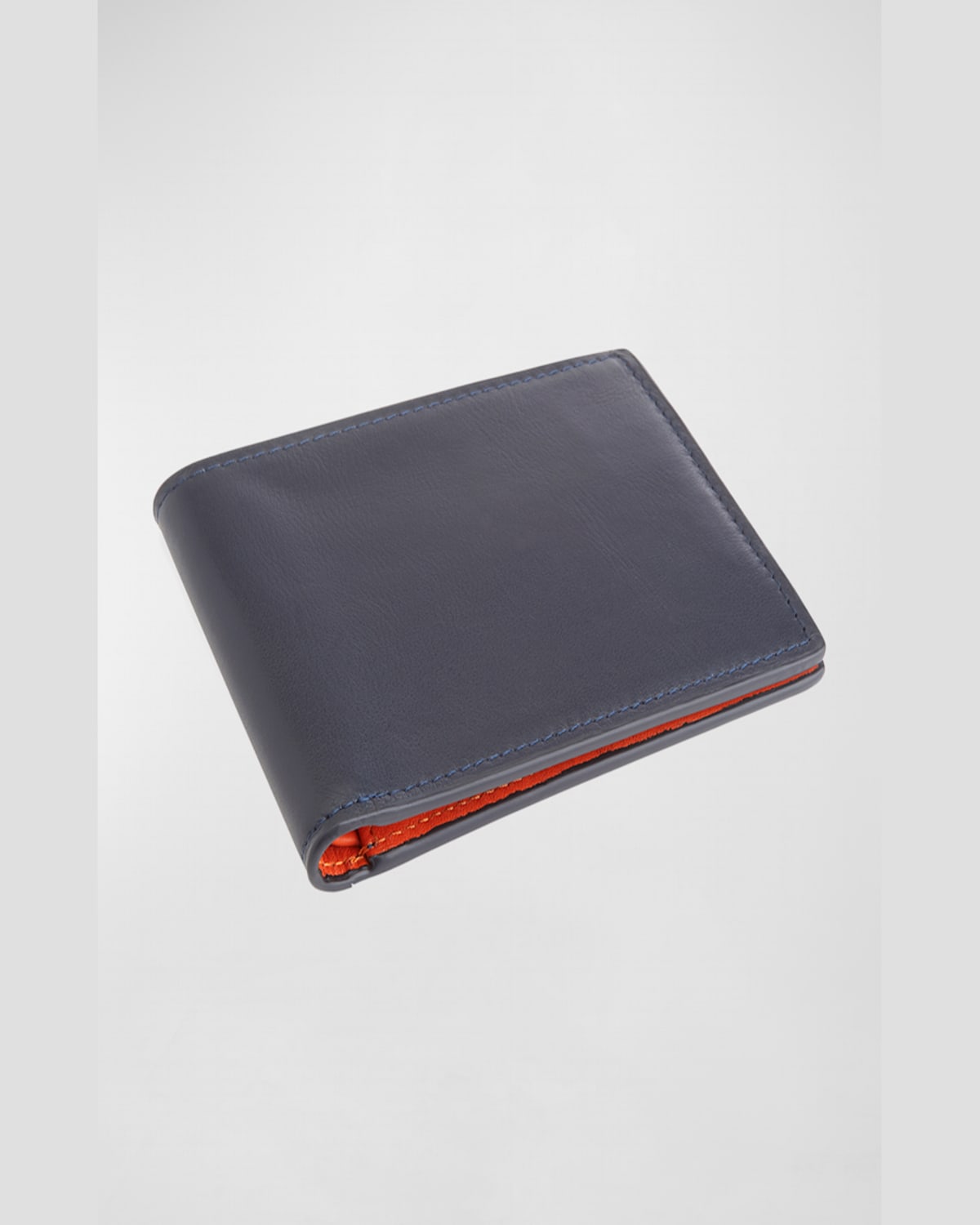 Royce New York Rfid Blocking Bifold Wallet In Navy Blue And Orange