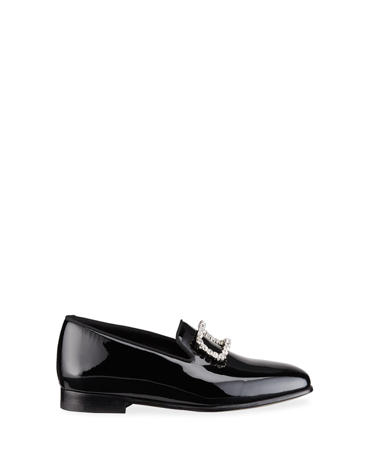 Manolo Blahnik Men's Beau Brummell Mariocc Patent Crystal Buckle Slippers In Black