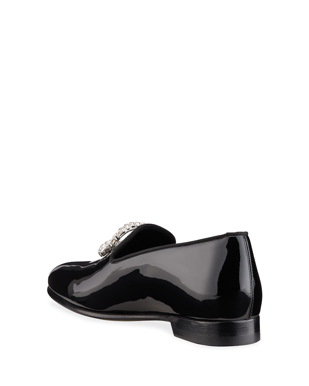 Manolo Blahnik Men's Beau Brummell Mariocc Patent Crystal Buckle Slippers In Black