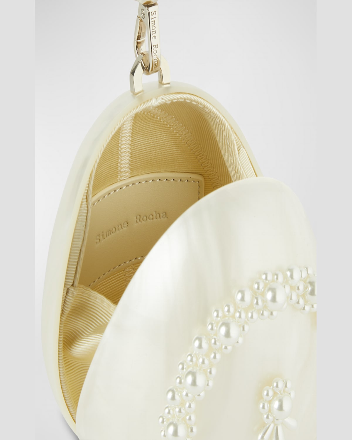 Simone Rocha Pearl Egg Acrylic Wristlet Bag In Pearl Pearl