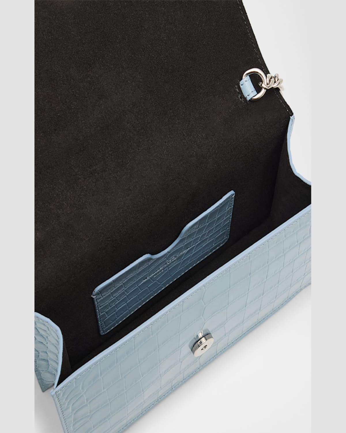 Alexander Mcqueen Mini Skull Croc-embossed Crossbody Bag In Shirting Blue