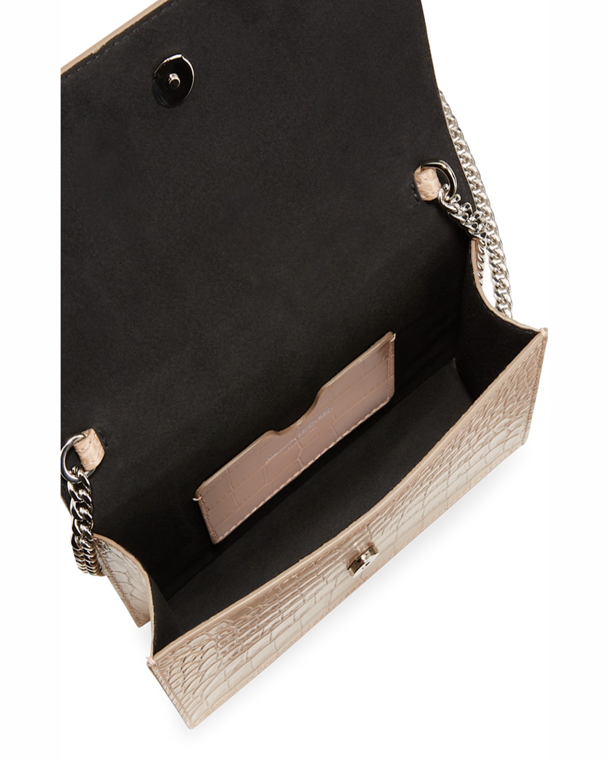 Alexander Mcqueen Mini Skull Croc-embossed Crossbody Bag In Shirting Blue