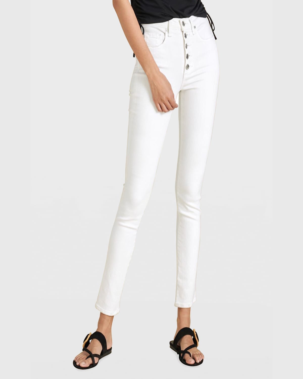 Shop Veronica Beard Jeans Debbie High-rise Skinny Jeans In White