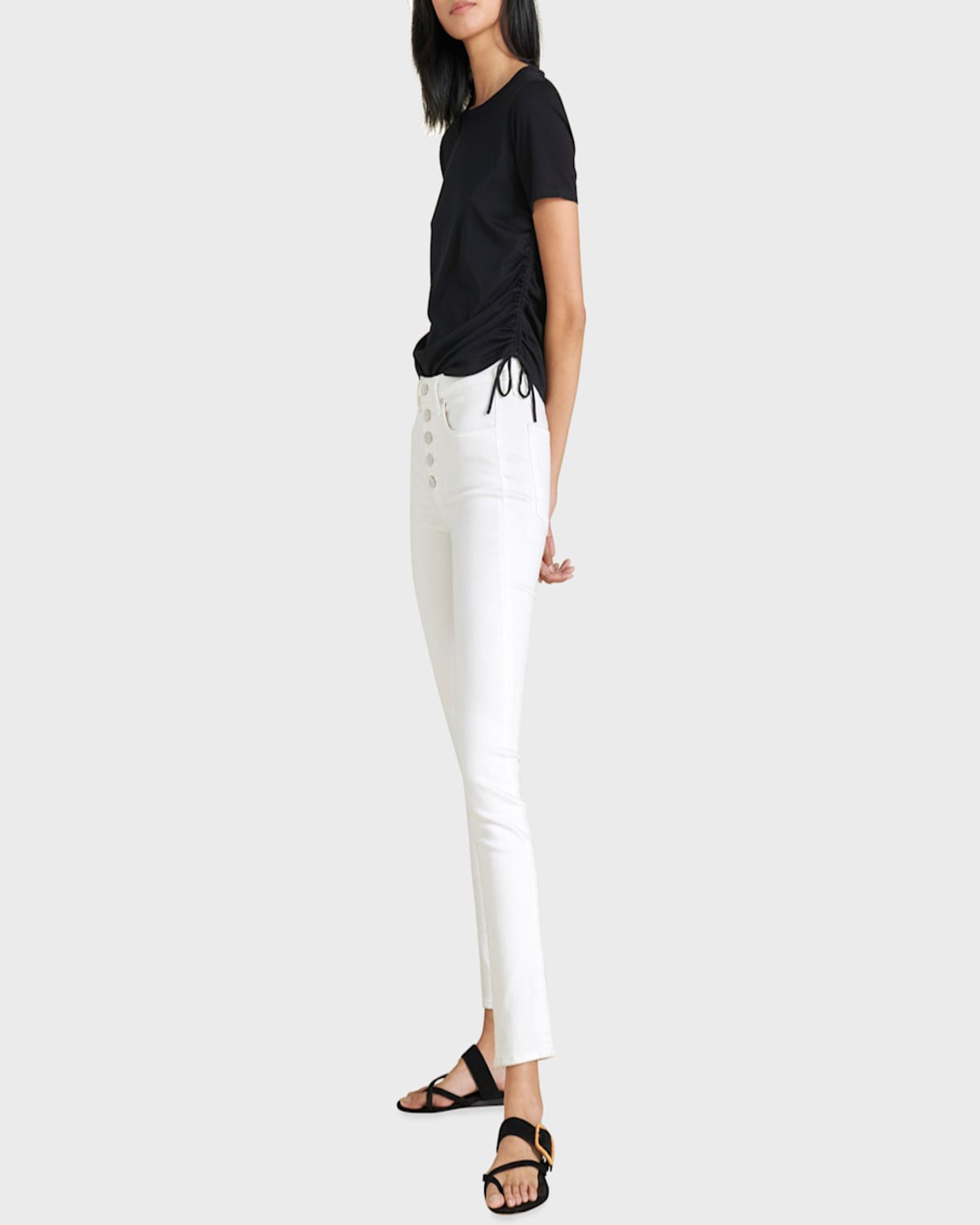 Shop Veronica Beard Jeans Debbie High-rise Skinny Jeans In White