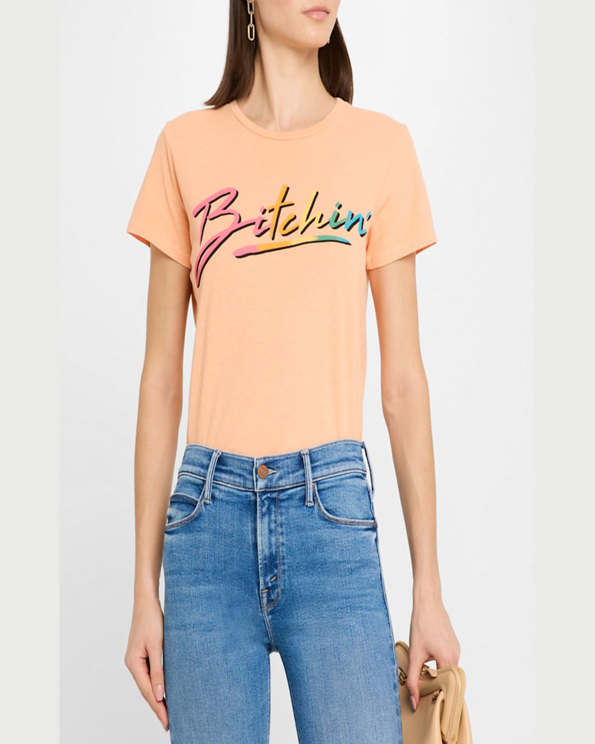 Shop Mother The Lil' Goodie Goodie Cropped Tee In Peach Cobbler- Bitchn