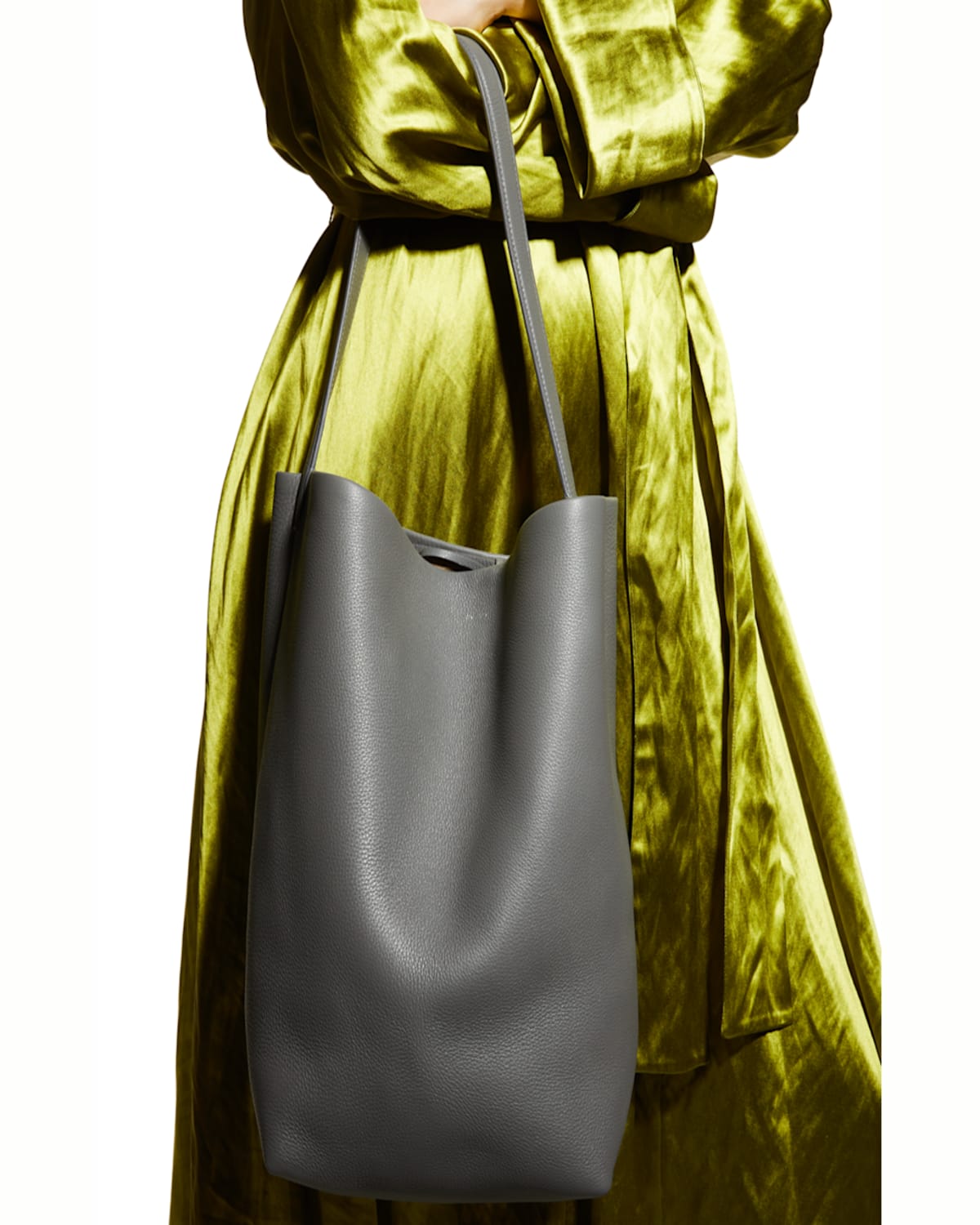 Shop The Row N/s Park Tote Large In Lux Grained Calfksin In Dark Taupe