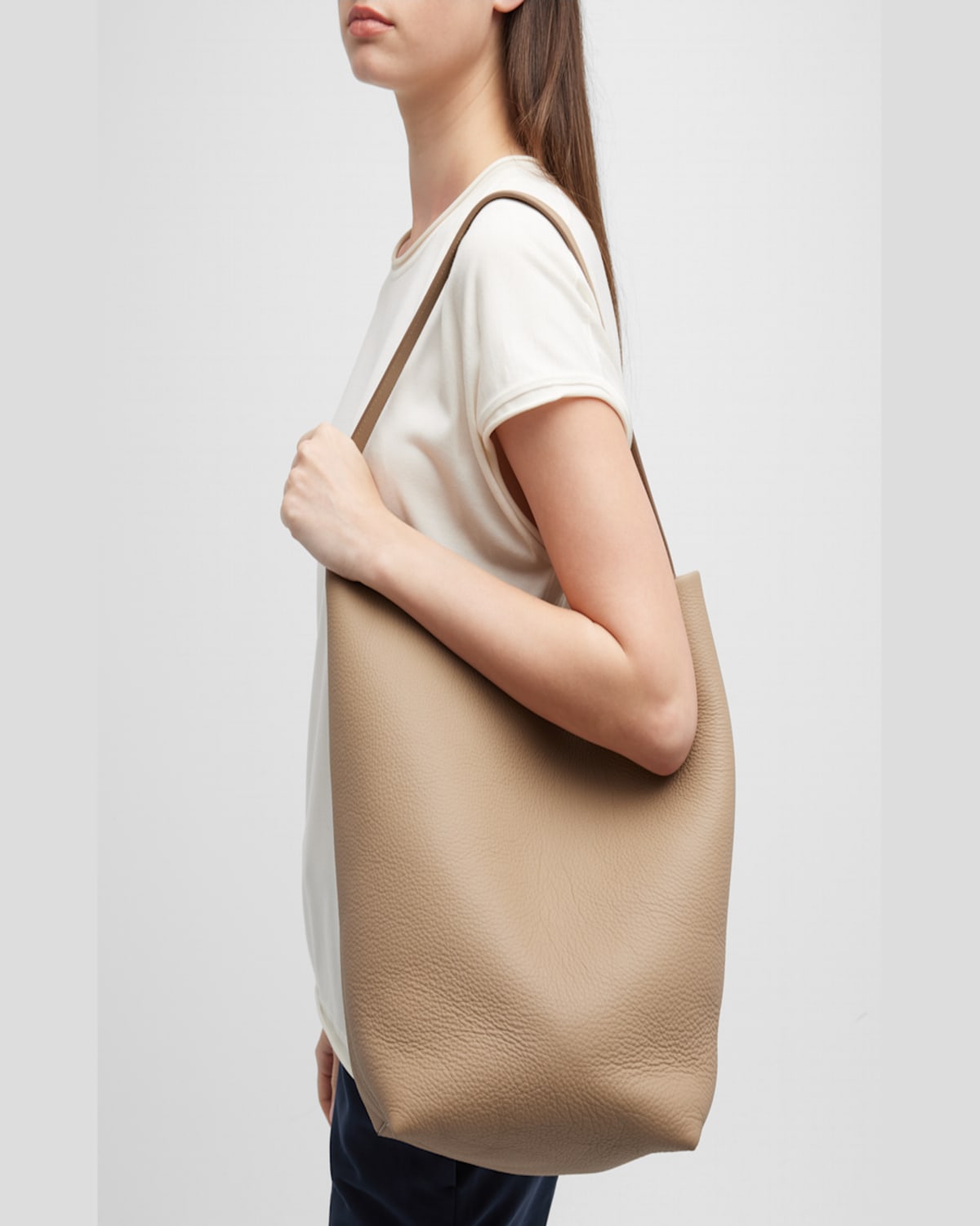 Shop The Row N/s Park Tote Large In Lux Grained Calfksin In Dark Taupe