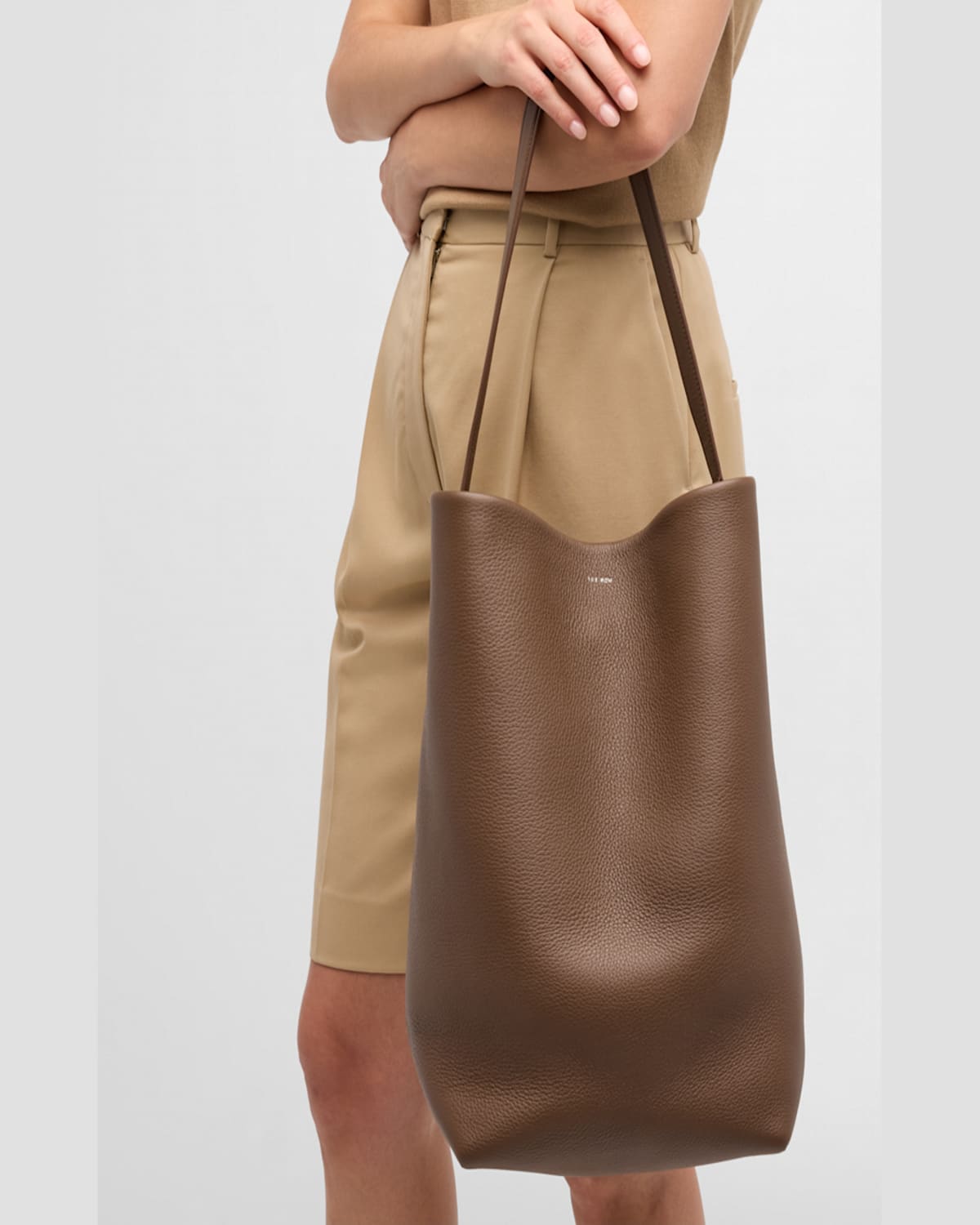 Shop The Row N/s Park Tote Large In Lux Grained Calfksin In Dark Taupe