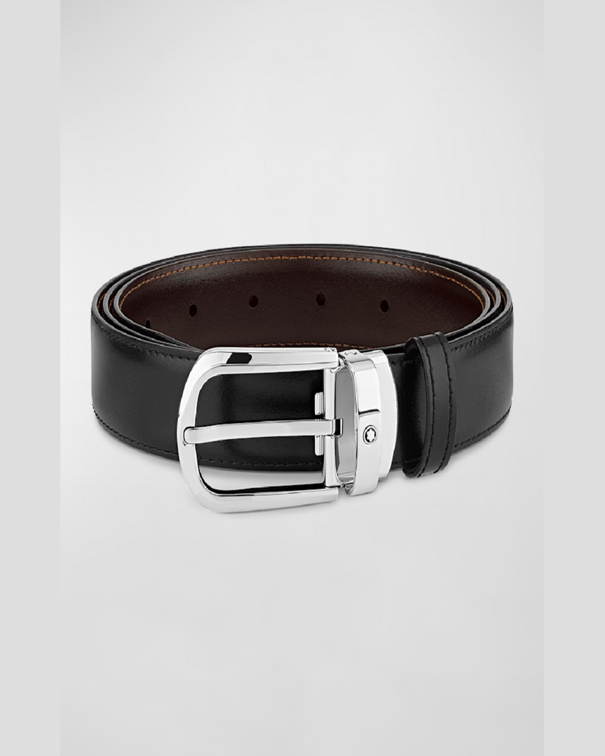 Montblanc 万宝龙 简约针扣商务男士皮带腰带 In Black