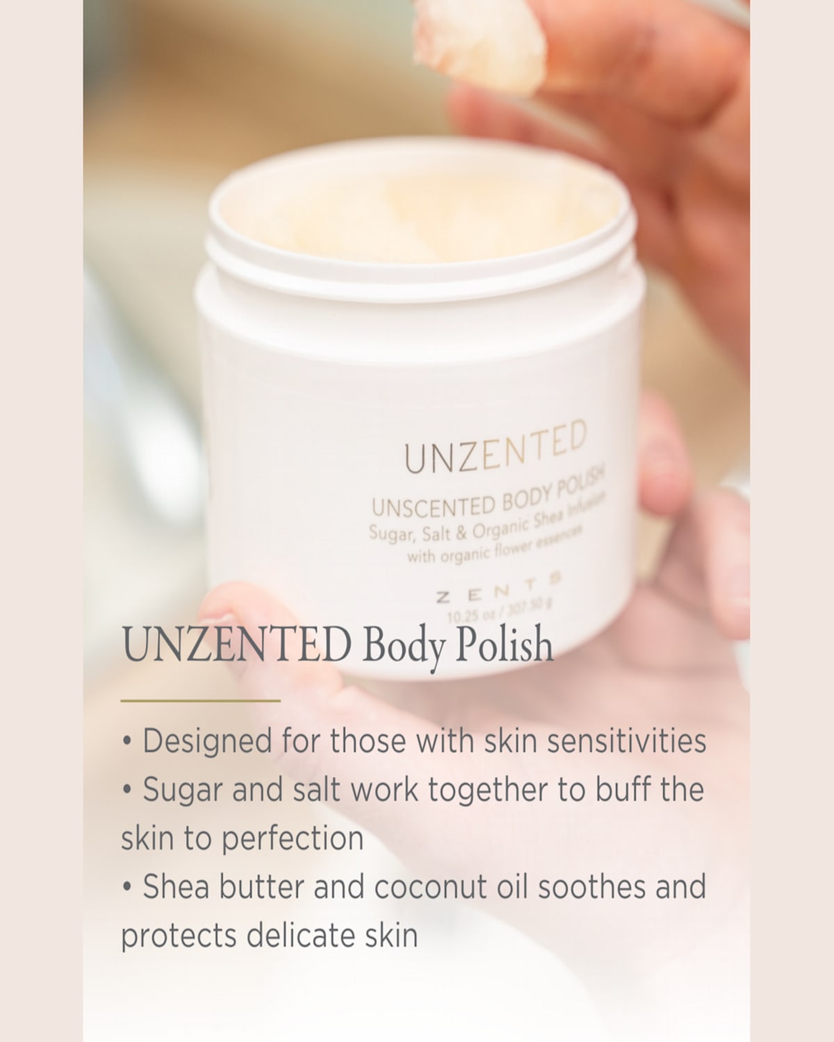 Zents 6.7 Oz. Unzented Body Polish Sugar, Salt & Shea Infusion