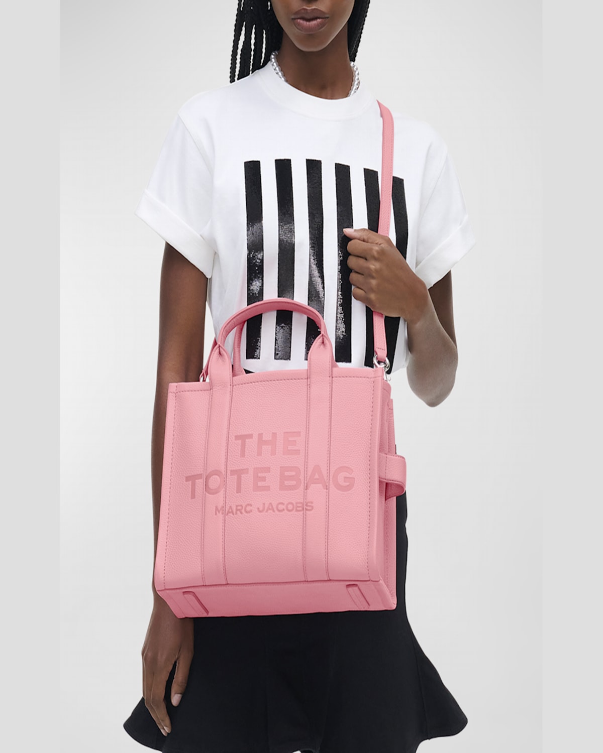 Marc Jacobs The Leather Medium Tote Bag Ribbon Pink In Ribbon Pink