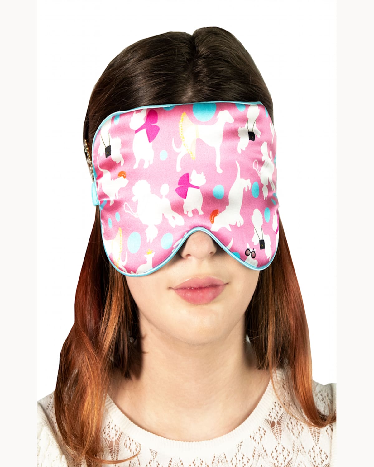 Mila & Such Oversized Dog-print Eye Mask In Pink