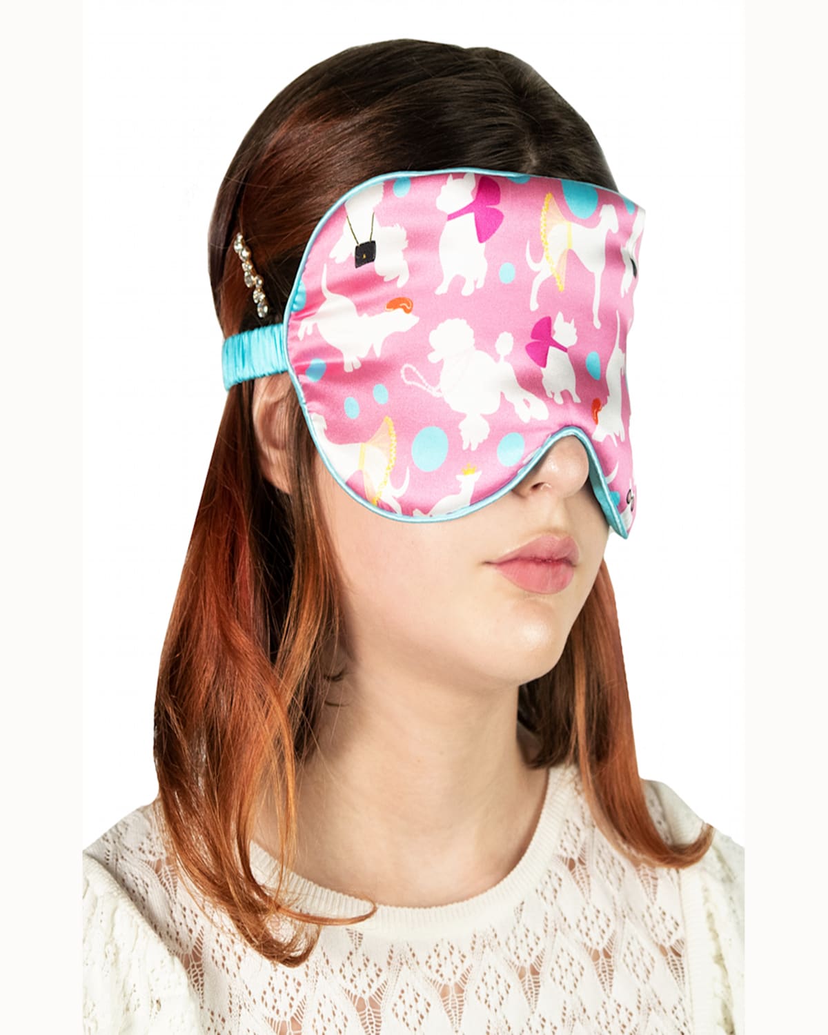Mila & Such Oversized Dog-print Eye Mask In Pink
