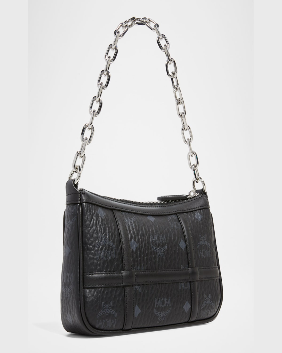 Mcm Delmy Visetos Mini Logo Chain Shoulder Bag In Black