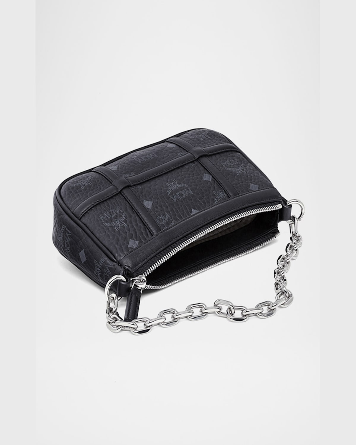 Mcm Delmy Visetos Mini Logo Chain Shoulder Bag In Black