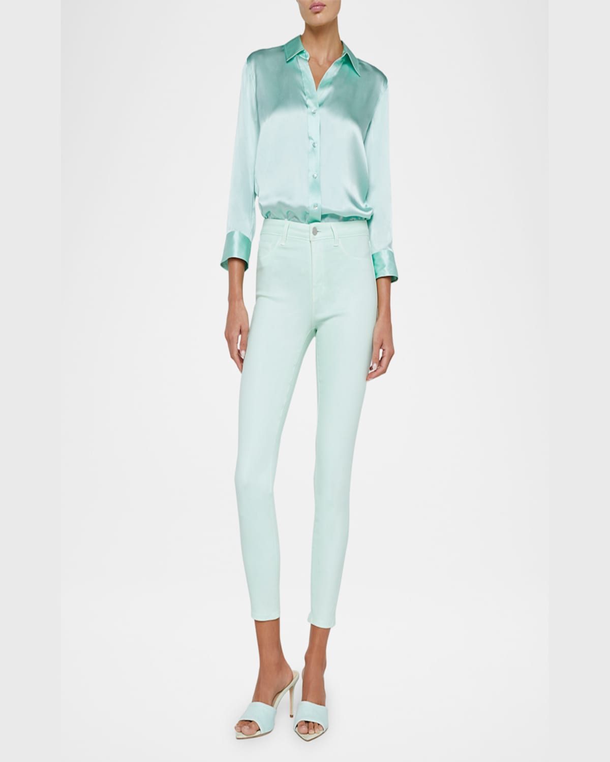 L'AGENCE MARGOT HIGH-RISE COATED SKINNY JEANS