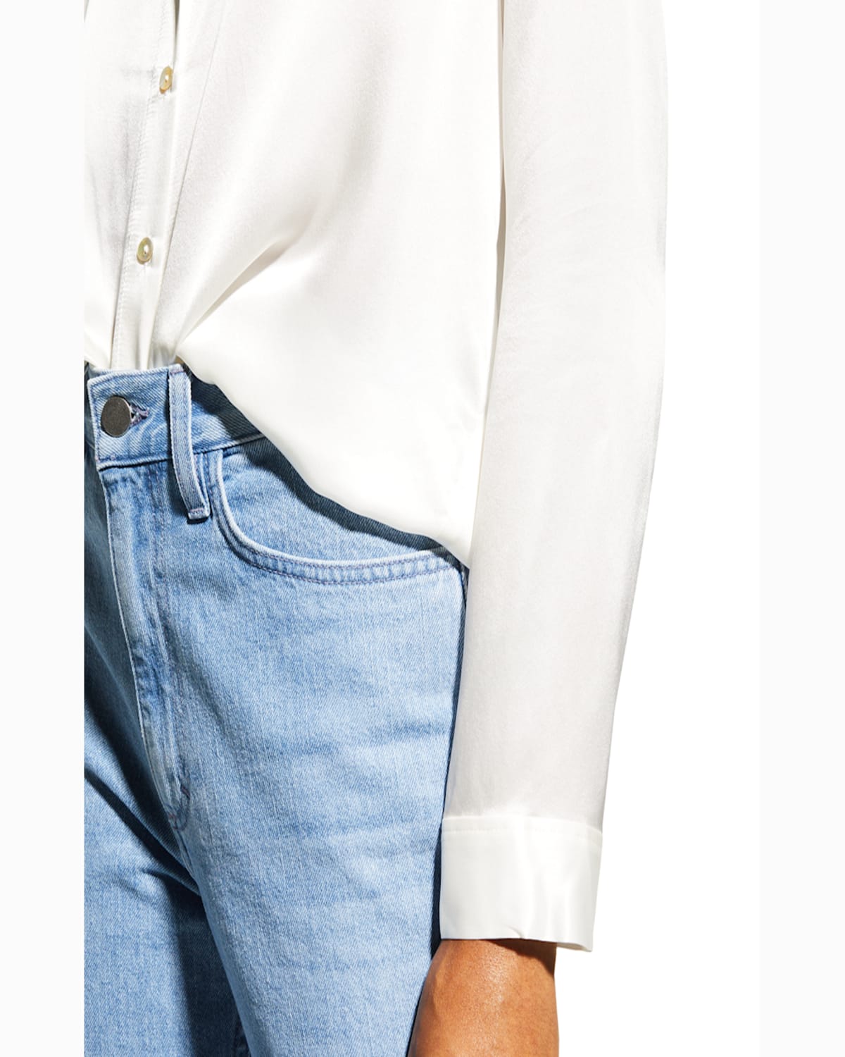 L Agence Tyler Long-sleeve Blouse In Pale Yellow