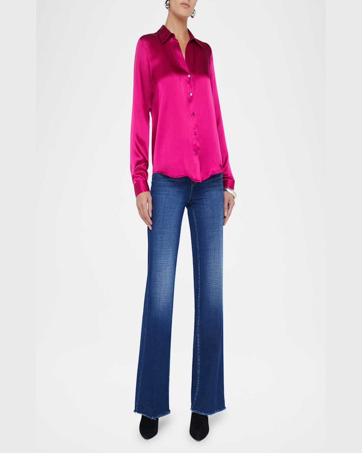 L Agence Tyler Long-sleeve Blouse In Pale Yellow