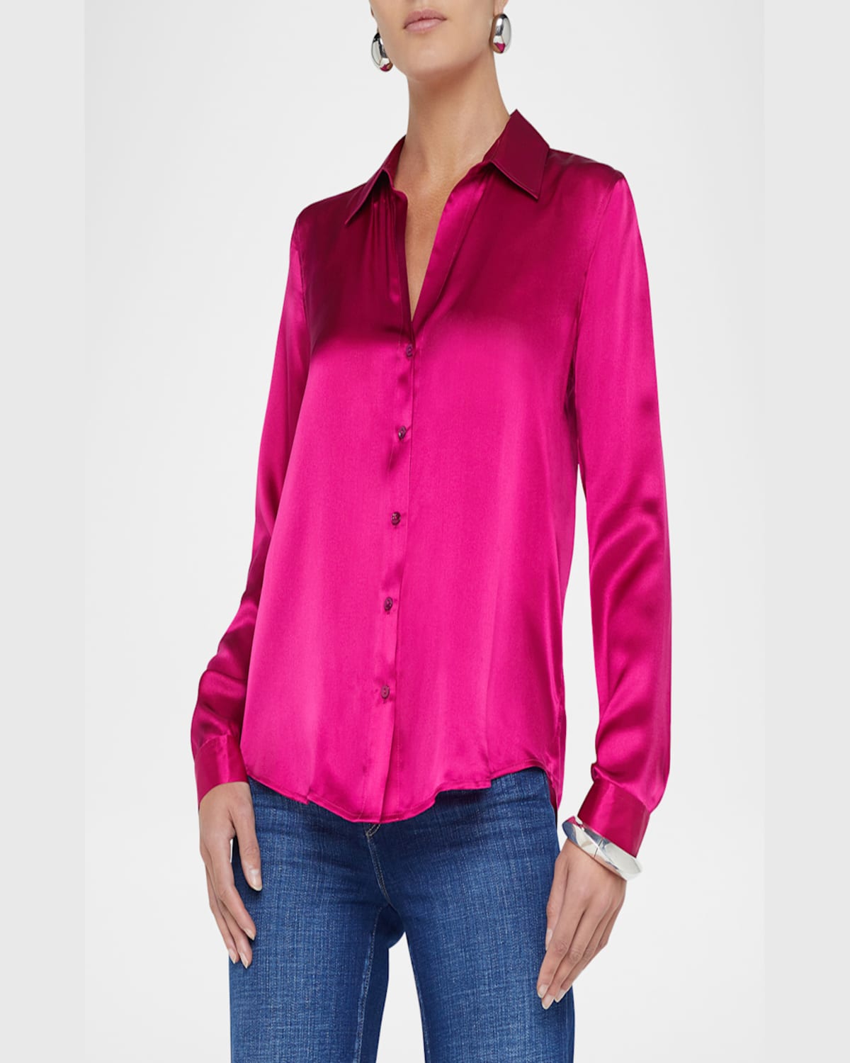 L Agence Tyler Long-sleeve Blouse In Pale Yellow