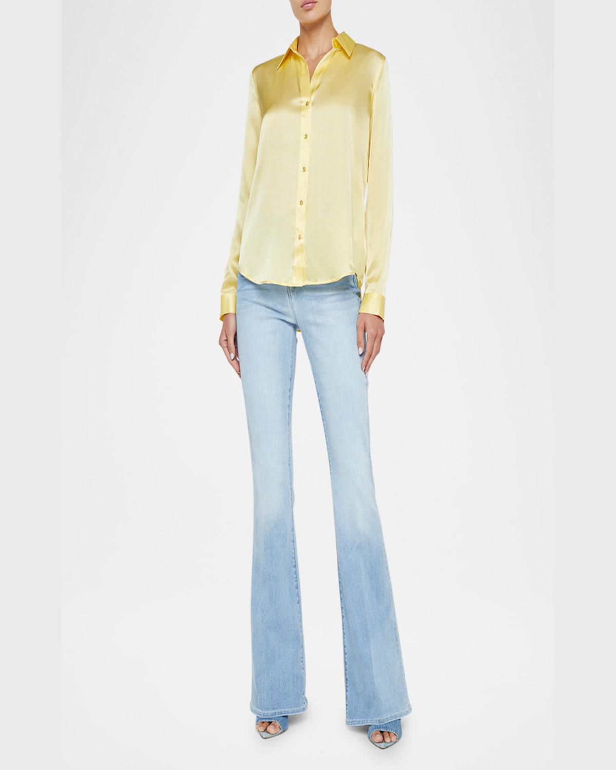 L Agence Tyler Long-sleeve Blouse In Pale Yellow