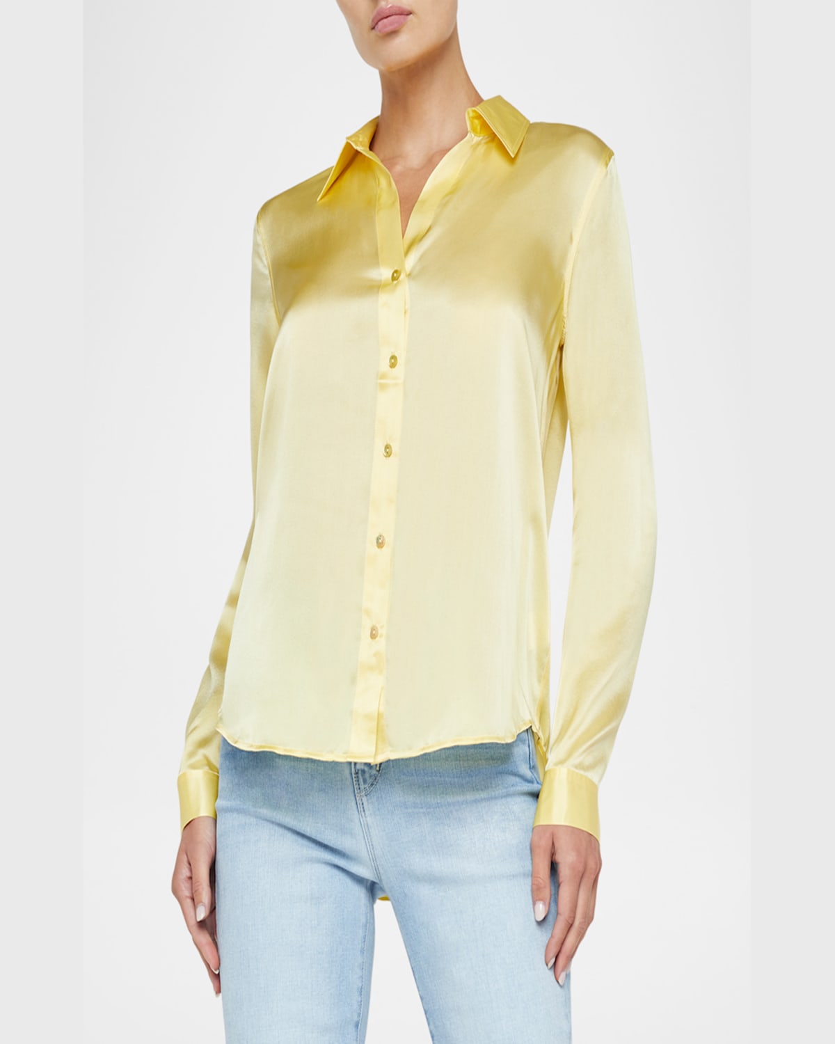 L Agence Tyler Long-sleeve Blouse In Pale Yellow