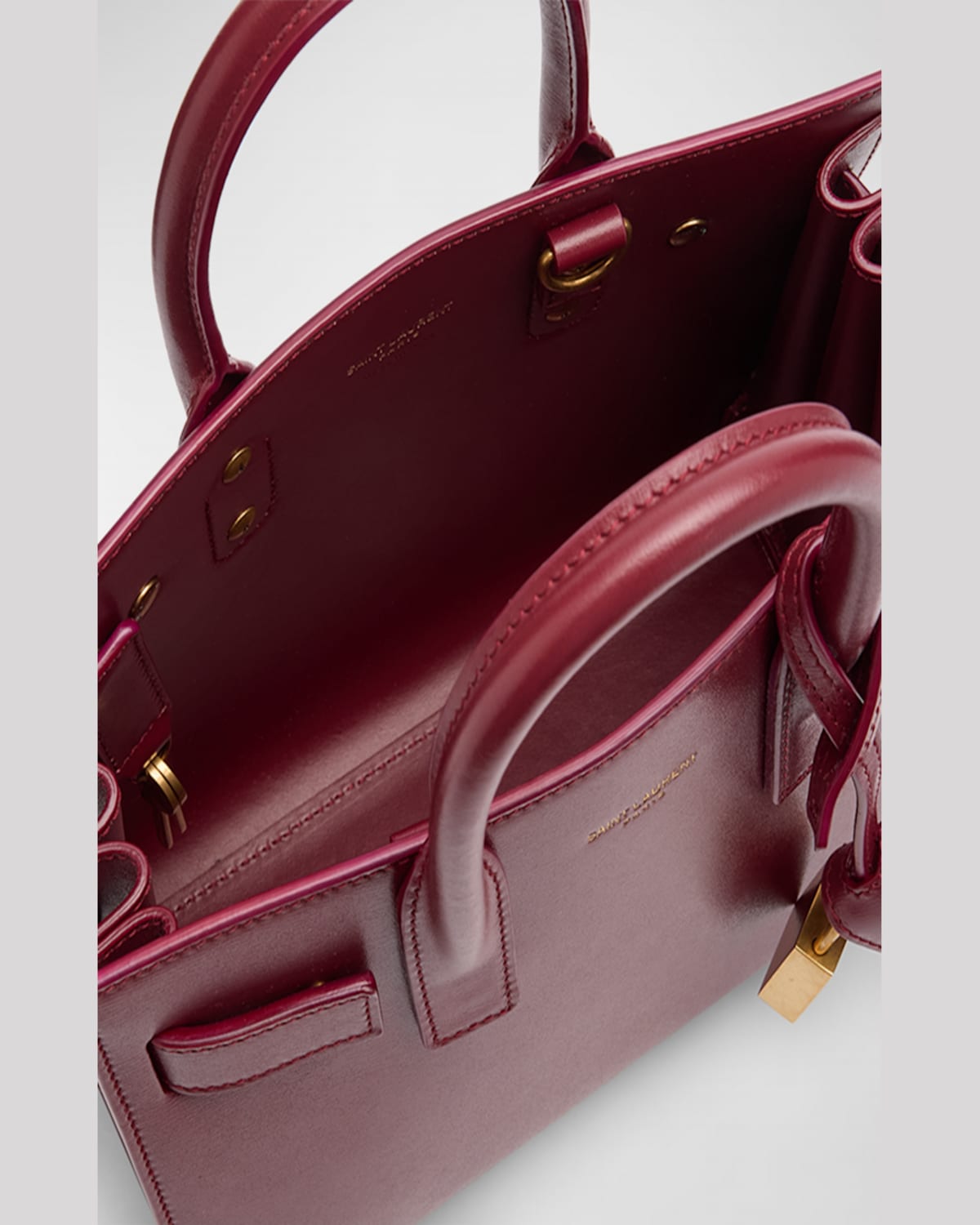 Saint Laurent Sac De Jour Nano Top-handle Bag In Smooth Leather In Wine