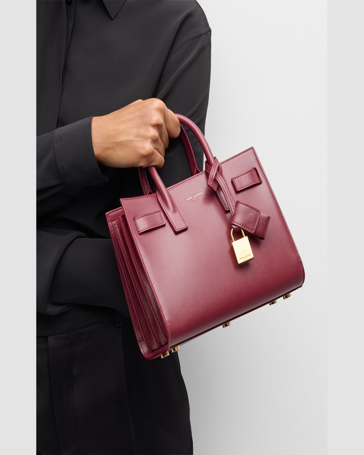 Saint Laurent Sac De Jour Nano Top-handle Bag In Smooth Leather In Wine