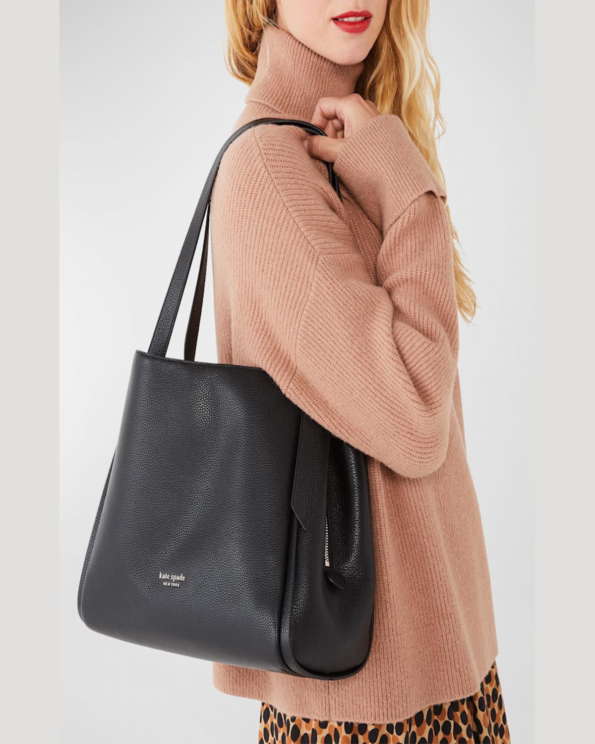Kate Spade New York Knott Pebbled Leather Large Shoulder Bag In Cordovan