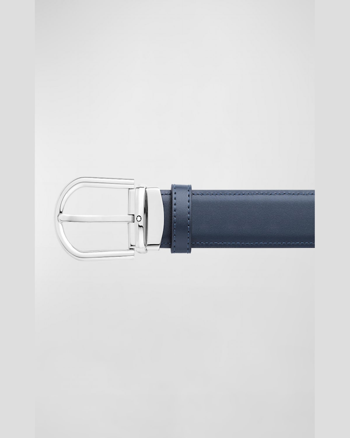 Montblanc Horseshoe Shiny Stainless Steel Buckle Reversible Belt In Black