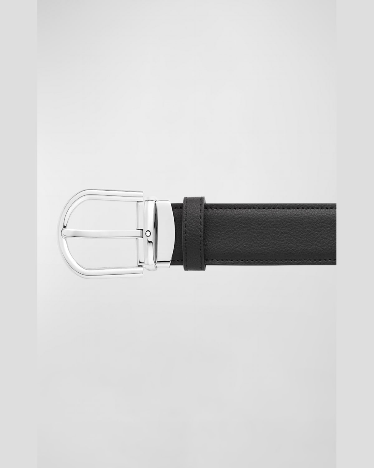 Montblanc Horseshoe Shiny Stainless Steel Buckle Reversible Belt In Black