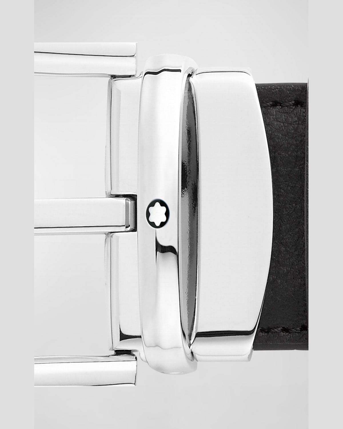 Montblanc Horseshoe Shiny Stainless Steel Buckle Reversible Belt In Black