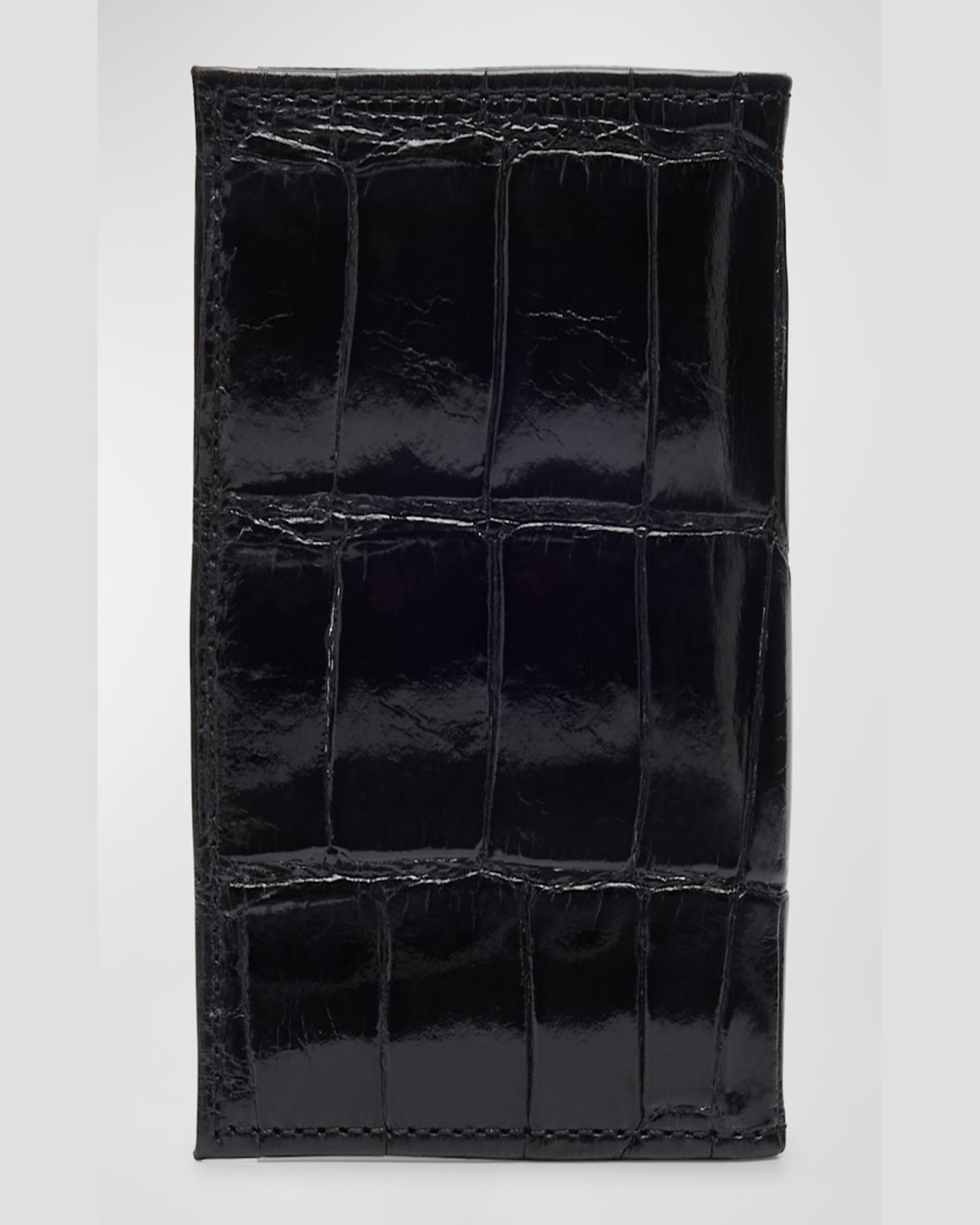 Abas Men's Glazed Alligator Leather Bifold Card Case In Black