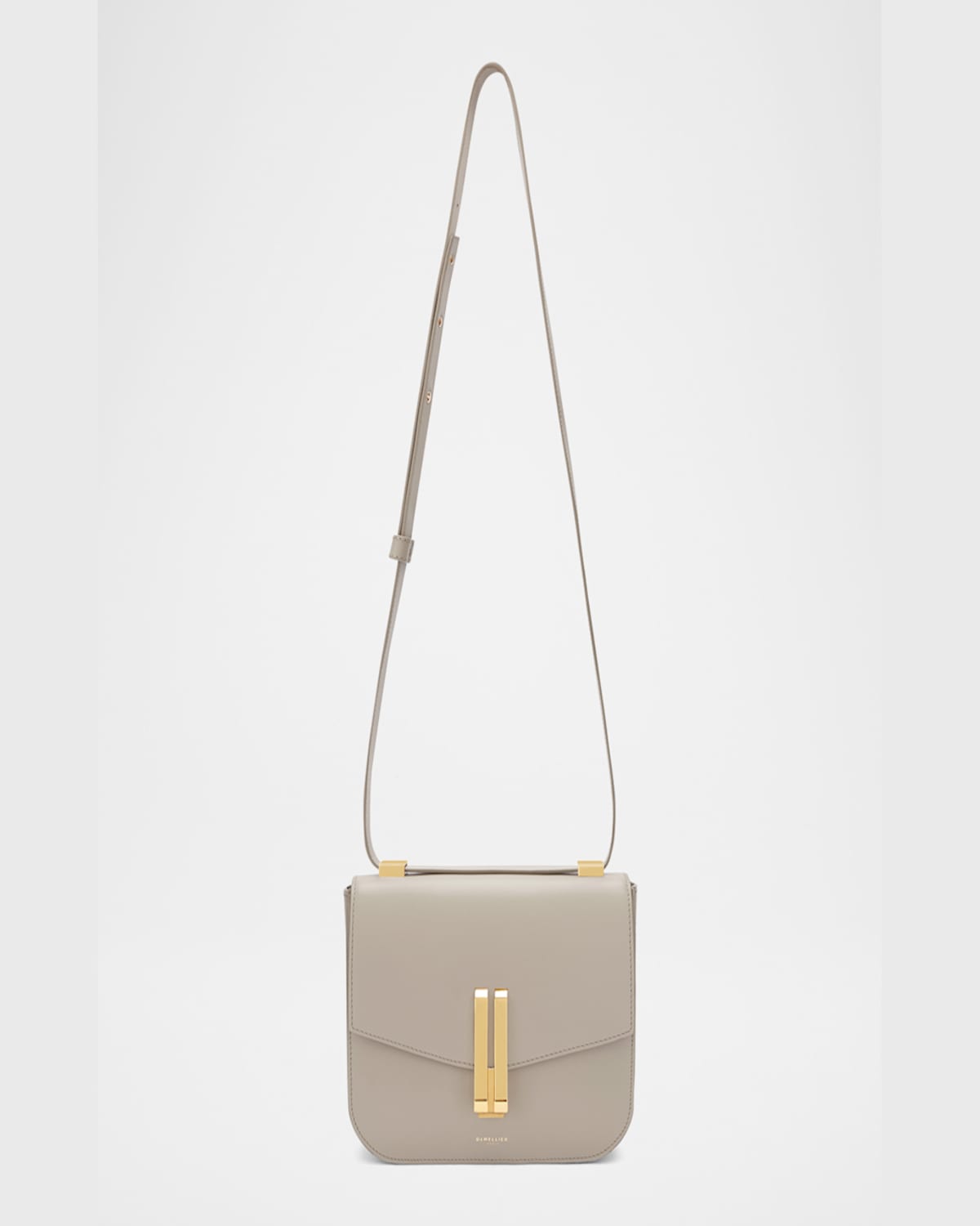 Demellier The Medium Vancouver Leather Crossbody Bag In Taupe Smooth