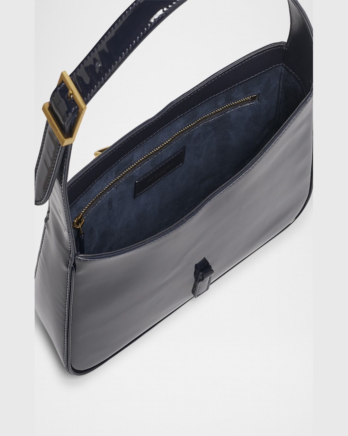 Saint Laurent Le 5 A 7 Ysl Shoulder Bag In Patent Leather In Midnight Blue