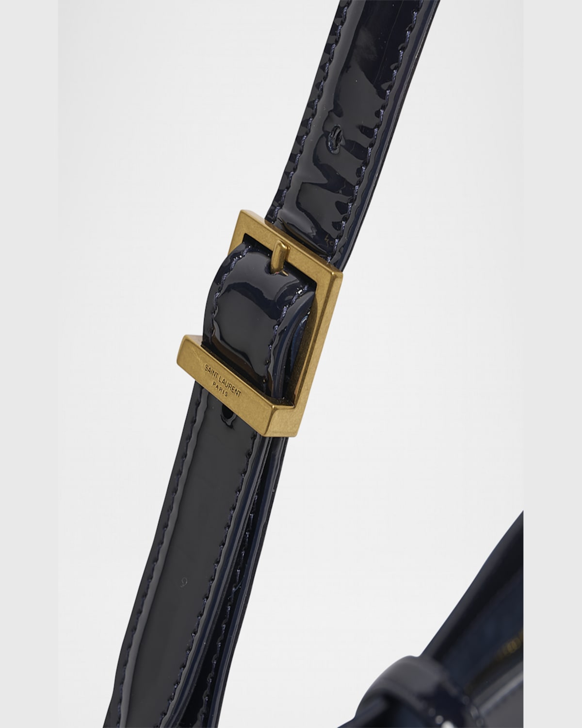 Saint Laurent Le 5 A 7 Ysl Shoulder Bag In Patent Leather In Midnight Blue