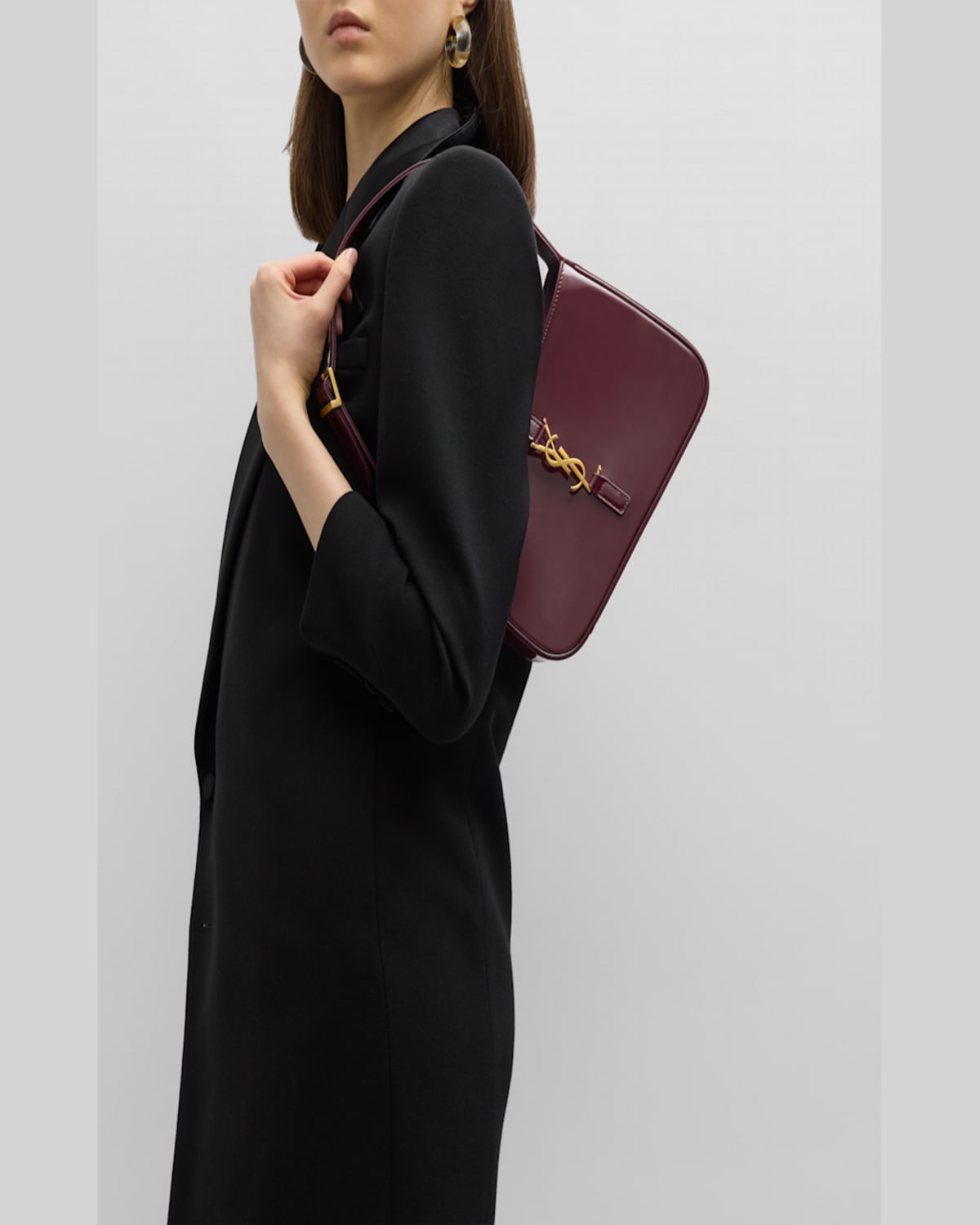 Saint Laurent Le 5 A 7 Ysl Shoulder Bag In Patent Leather In Midnight Blue