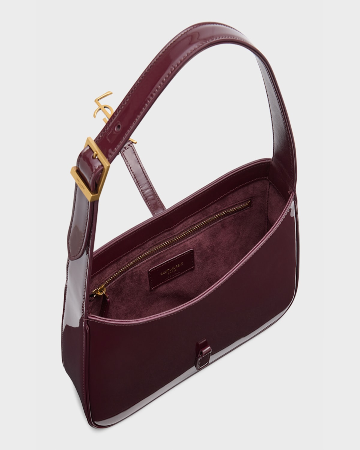 Saint Laurent Le 5 A 7 Ysl Shoulder Bag In Patent Leather In Midnight Blue