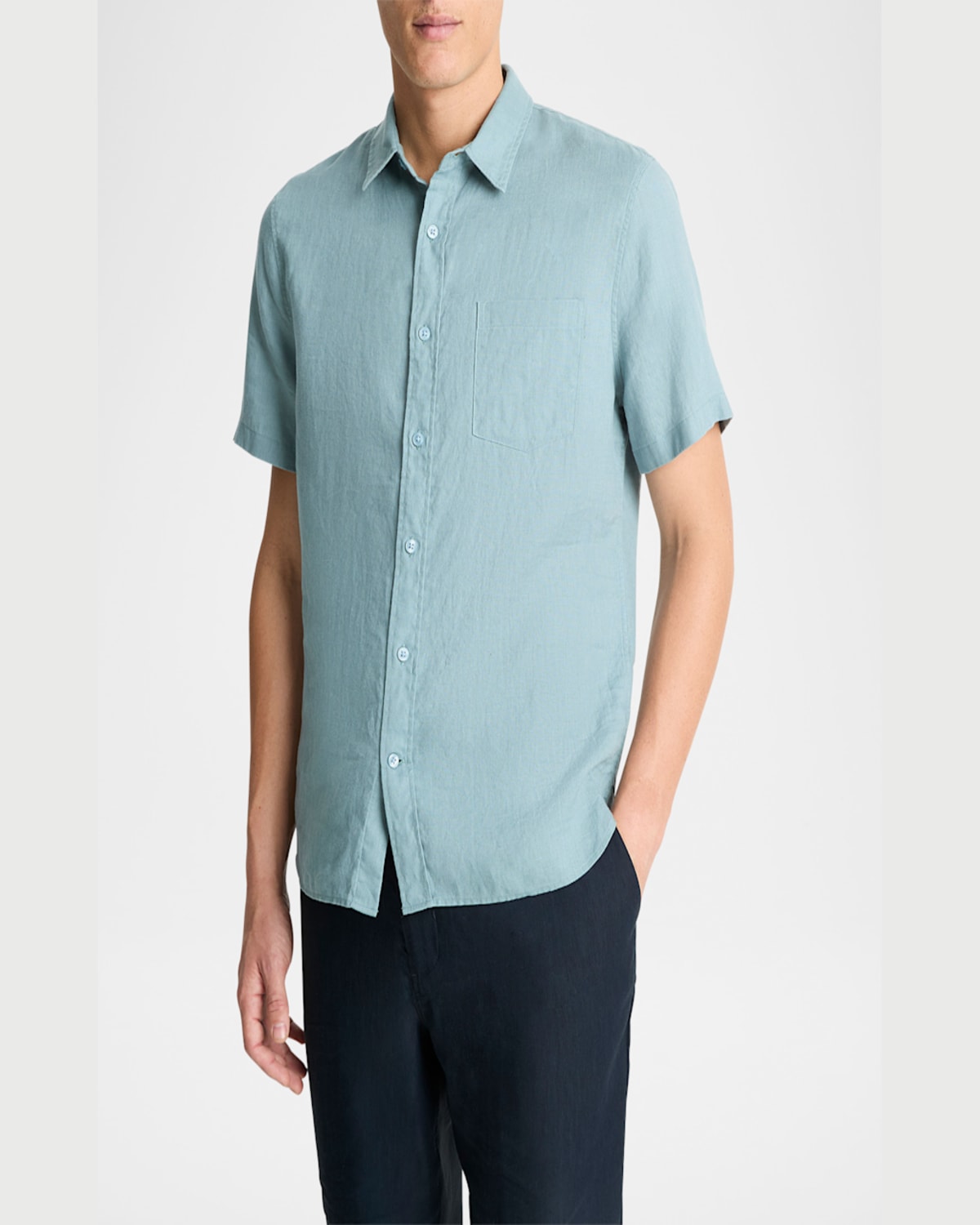 Vince Men's Linen Sport Shirt In Lagoon
