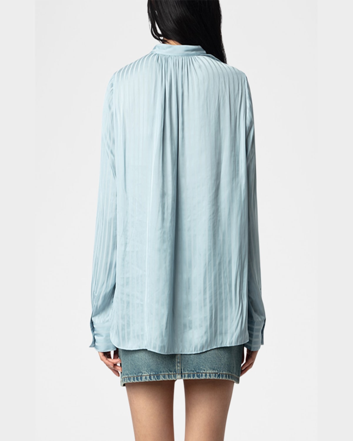 Zadig & Voltaire Womens Tink V-neck Satin Shirt Mist In Mist