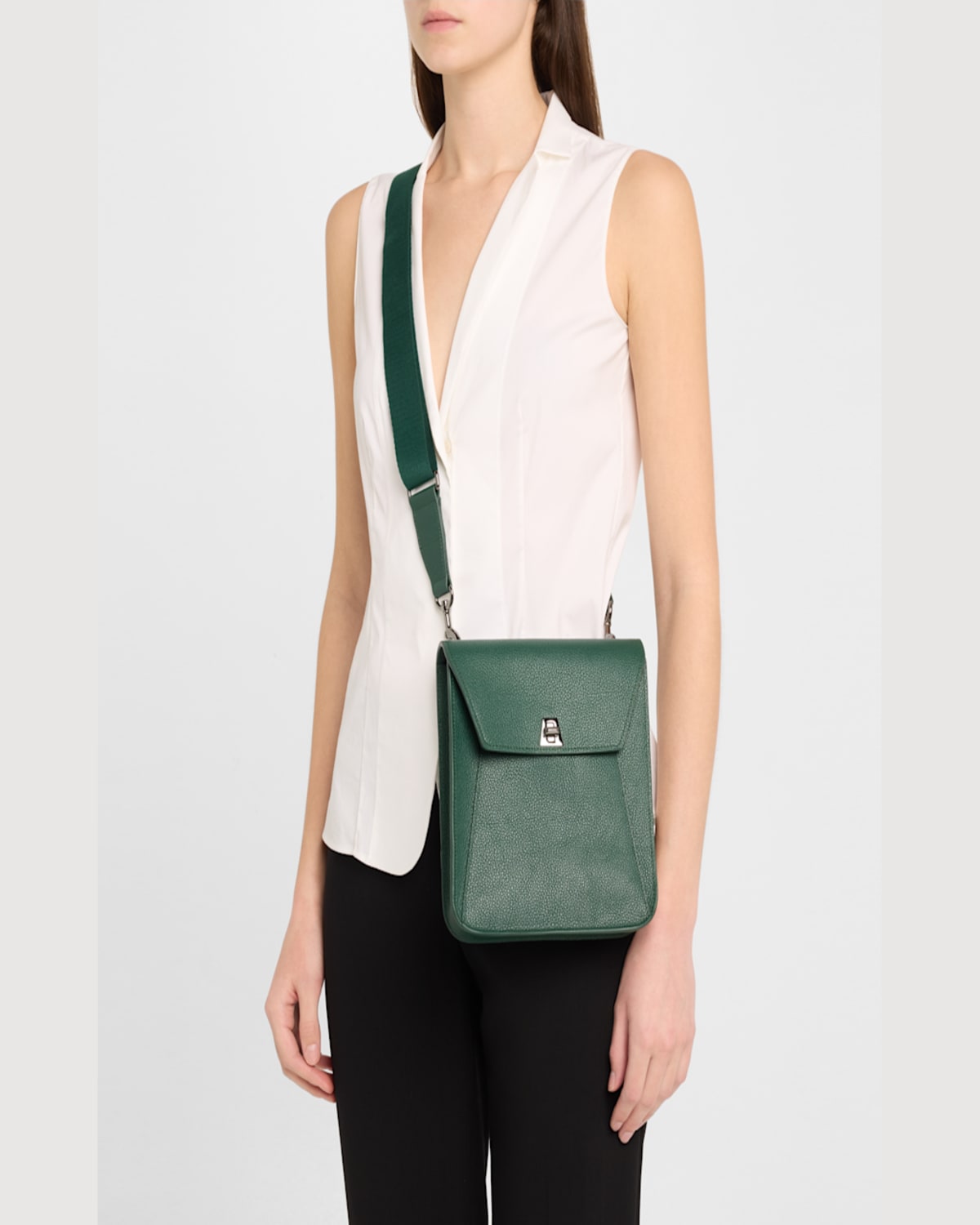 Shop Akris Anouk Small Leather Messenger Bag In Cypresse