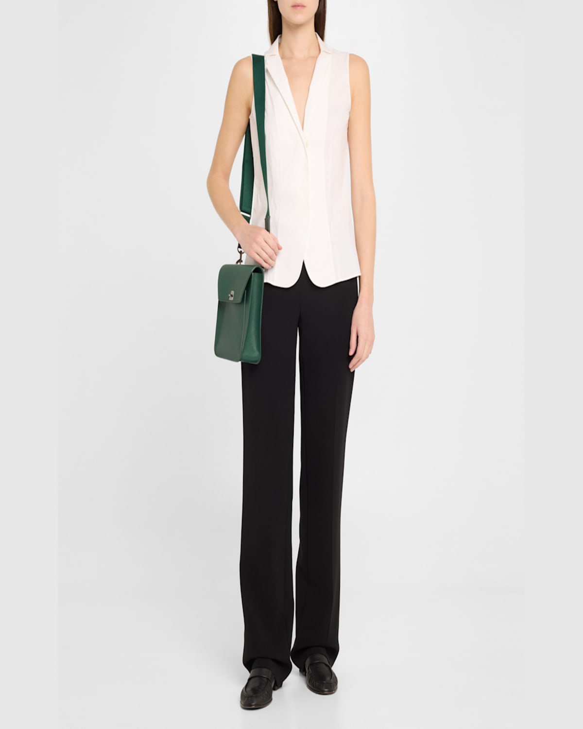 Shop Akris Anouk Small Leather Messenger Bag In Cypresse