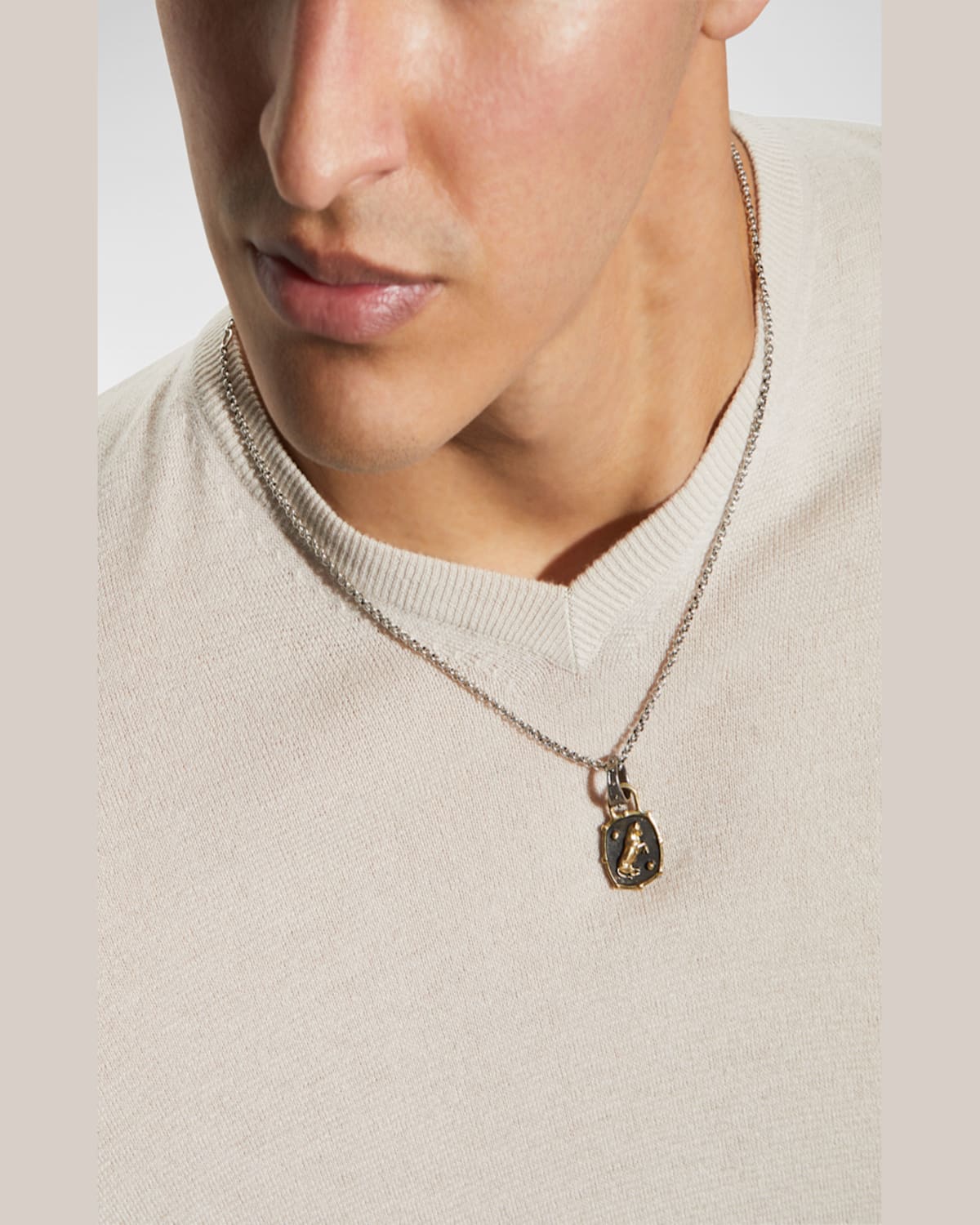 Armenta Men's 18k Gold Bull Shield Medallion Pendant In Two Tone