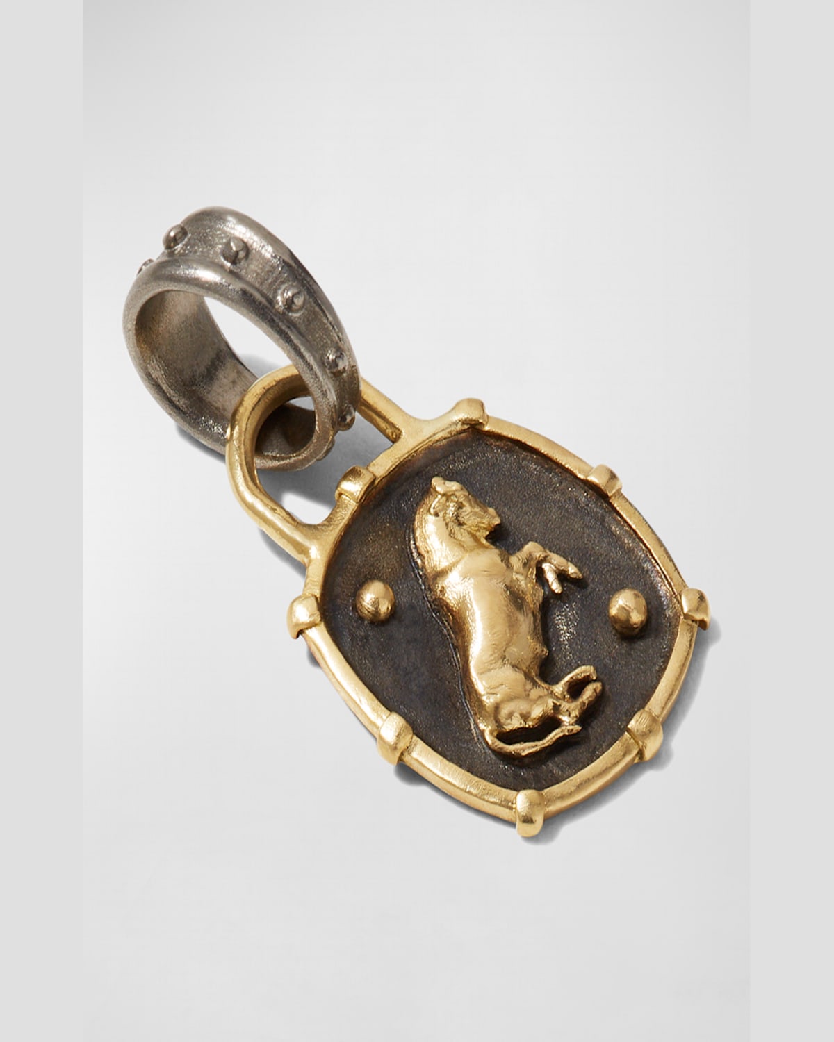 Armenta Men's 18k Gold Bull Shield Medallion Pendant In Two Tone