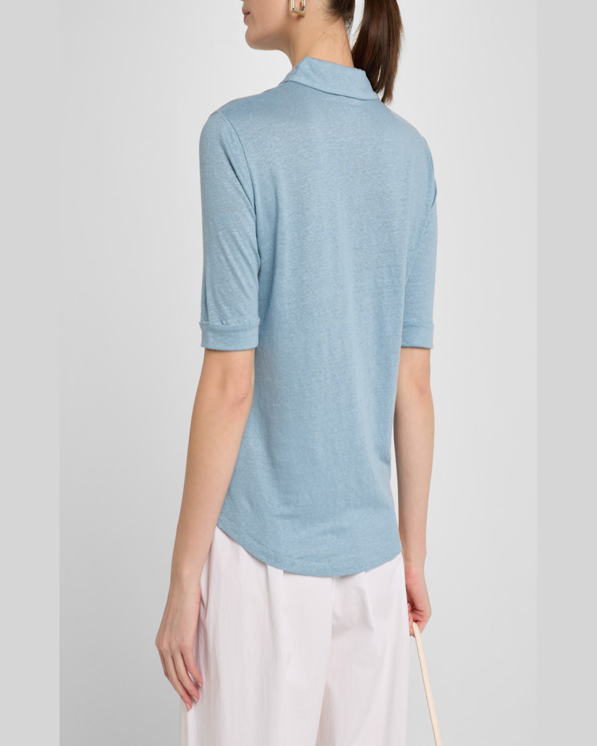 Majestic Stretch Linen 3/4-sleeve Pocket Shirt In Ocean